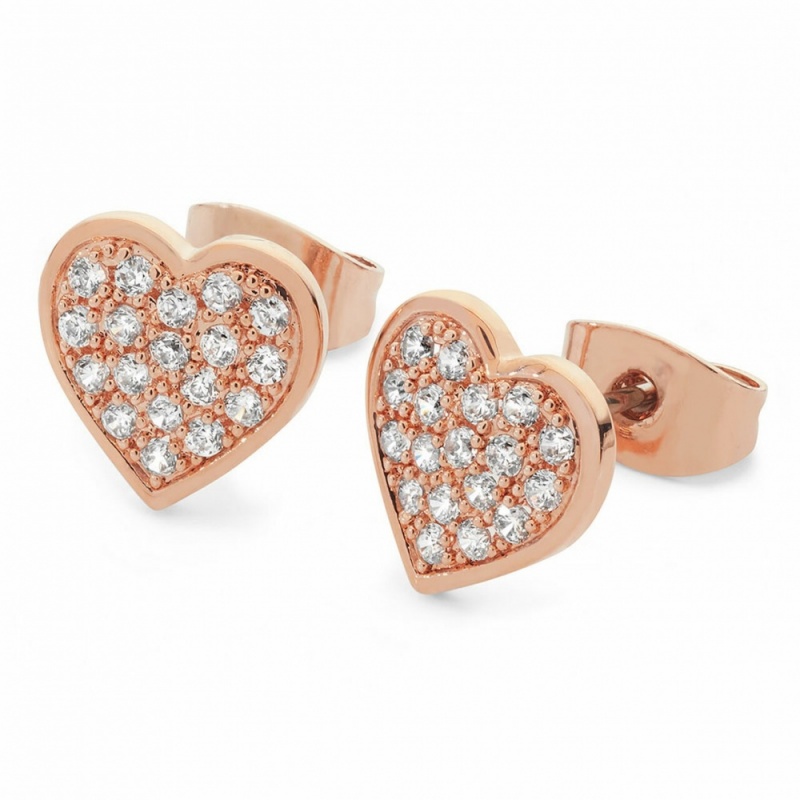 Tipperary Crystal Pavé Heart Earrings Rose Gold